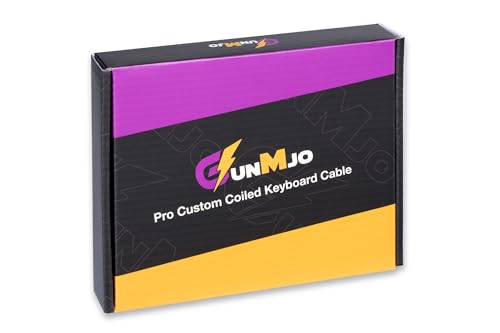 GUNMJO Pro Custom Coiled USB C Cable for Gaming Keyboards – Premium Double-Sleeved Mechanical Keyboard Accessory with Detachable Metal Aviator, 1.5 m USB-C to USB-A in Sleek Carbon Black – Ultimate Speed, Durability, and Aesthetic Upgrade for Gamers
