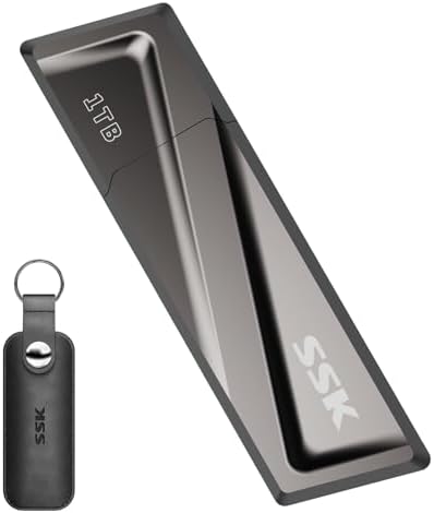 SSK 128 GB USB Flash Drive – Ultra-Fast 550 MB/s Transfer Speed with USB 3.2 Gen2 & USB-C Adapter – Versatile External Solid State Drive for Smartphones, Mac Book Pro/Air, and More – Effortless File Access, Enhanced Compatibility & Portability