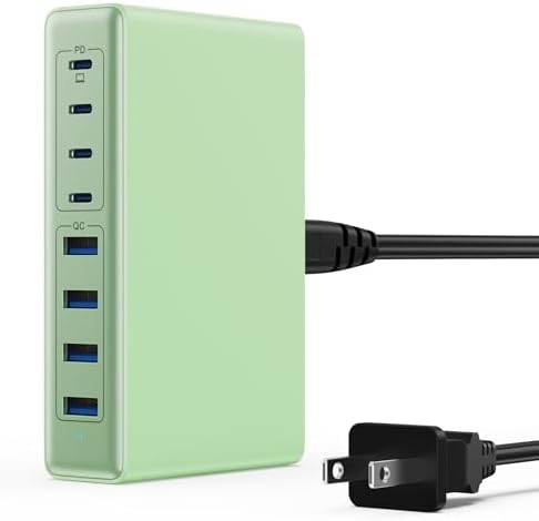 200 W Ga N IV USB-C Charging Hub: 8-Port Fast Charging Station with PD 65 W for Laptops, i Phones, i Pads, and Steam Deck – Compact & Efficient Power Adapter in Striking Red for Ultimate Device Versatility