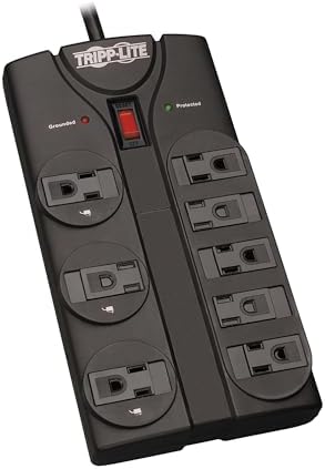 Tripp Lite TLP808 B 8-Outlet Surge Protector with 8 ft. Right Angle Cord – Premium Power Strip for Home and Office, 2880 Joules Protection, Lifetime Warranty, Ideal for Computers and Gaming Systems