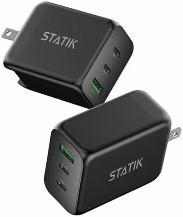 STATIK 100 W Ga N Fast Charger Block – Triple USB-C Ports for High-Speed Charging | Universal Compatibility with Mac Book, i Phone, Samsung, and Laptops | Compact Design for Efficient Power Delivery and Safety Features