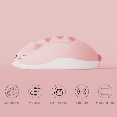 Akko Cat Theme Pink Wireless Gaming Mouse – Tri-Mode Connectivity for Seamless Use Across Devices, Adorable Cartoon Design for Enhanced Aesthetic, Ergonomic & Lightweight for Extended Comfort, Ideal for Mac & Windows Users – Elevate Your Gaming Experience with Style!