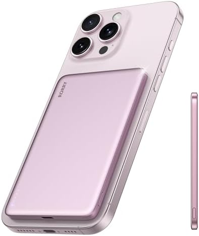 RORRY Ultra-Slim Mag Safe Portable Charger – 5000 m Ah Wireless Power Bank with 18 W Fast Charging for i Phone & Samsung – Durable Alloy Design for Effortless Travel Power Solutions – Perfect for On-the-Go Professionals and Travelers