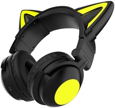 Cute Cat Ear LED Bluetooth Headphones – Stylish Over-Ear Wireless & Wired Audio Headset for Music Lovers, Perfect for Travel & Everyday Use (Black)