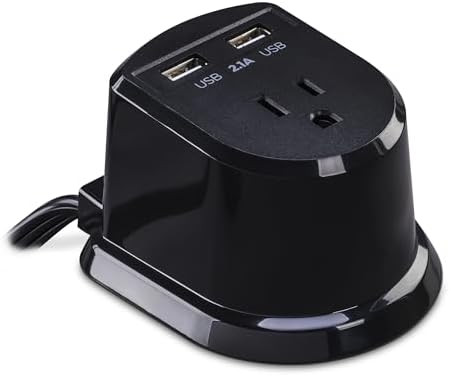 Cyber Power CSP105 U Professional Dual USB Power Station – Fast Charging Desktop Power Strip with Surge Protection for Home & Office Use, Compact Black Design for Enhanced Portability and Device Compatibility