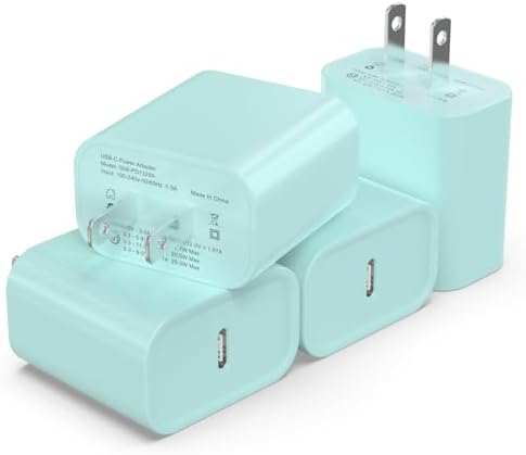 i GENJUN 4 Pack USB C Fast Charger Block – 20 W Power Delivery 3.0 Wall Adapter for i Phone 16/15/14, Galaxy & Pixel – Portable Type C Power Adapter for Air Pods Pro – Compact Travel Essential with Superior Speed and Compatibility