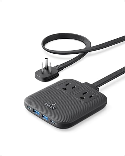 Anker Nano 67 W 6-in-1 USB-C Power Strip: Eco-Friendly Flat Plug Charging Station with Dual AC Outlets, USB-A & USB-C Ports for Fast Charging – Ideal for i Phone 16/15 and Mac Book Users, Perfect for Home & Office Efficiency