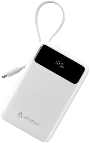Ultra-Compact 10000 m Ah Travel Power Bank with 22.5 W PD Fast Charging – Built-In Type-C Cable & Dual USB Outputs for Ultimate Device Compatibility – Lightweight & Portable High-Capacity Phone Charger with Advanced Safety Features for i Phone 16/15/14/13/12/11, Samsung Galaxy, and More