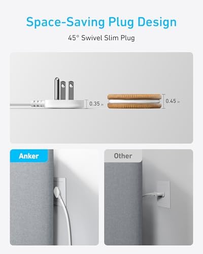 Anker 20 W Max 8-in-1 USB-C Power Strip: The Ultimate Fast Charging Station for i Phone 15/14 & Mac Book Air/Pro, Featuring 4 AC Outlets, 2 USB-A & 2 USB-C Ports, Ideal Travel & Office Desktop Charger with 5 ft Slim Cord for Enhanced Mobility and Compatibility