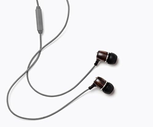 Experience Premium Sound with Symphonized Bling Genuine Wood In-Ear Noise-Isolating Headphones – Eco-Friendly Design, Built-In Mic, and Tangle-Free Nylon Cable for Enhanced Audio Compatibility in Gray