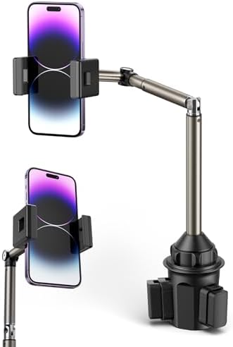 JSAUX Universal Cup Holder Mount for Foldable Phones – Adjustable Cradle Compatible with i Pad Mini, Samsung Galaxy Z Fold Series, Pixel 9 Pro, and Xiaomi Mix Fold – 360-Degree Rotation for Safe, Hands-Free Use in Cars and Trucks – Durable, Easy-Install Car Accessory for Enhanced Navigation and Streaming Experience