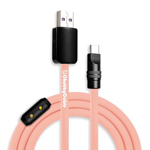 chubbycable Black Chubby Pro – Samurai Cable 240W USB-C Cable Silicone Fast Charging Type C Charger Cord, Rose Red, USB-A to Type-C, 6.6FT – Enhanced Compatibility and Speed