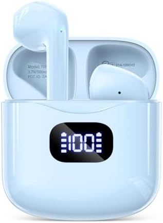 Premium Bluetooth 5.3 Wireless Earbuds with 40-Hour Playtime | IPX7 Waterproof In-Ear Headphones for Sports and Everyday Use | Ergonomic Comfort Fit with Superior Sound and Clear Calls | Sleek White Design with LED Charging Case | Universal Compatibility for All Devices