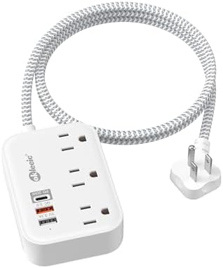 Compact PD 20 W USB C Travel Power Strip with Flat Plug Design, 3 AC Outlets & 3 USB Ports for Rapid Charging – Ideal Cruise Ship Essential & Versatile Charging Station for i Pad Pro, i Phone, Samsung Devices – 3 FT Short Extension Cord for Convenient Use