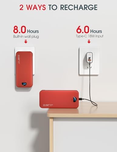 Ultra-Fast Portable Phone Charger with 12000 m Ah Capacity – All-in-One Power Bank with Integrated Cables, Wall Plug, and LED Display for i Phone, i Pad, Samsung – Essential Travel Companion for Uninterrupted Connectivity