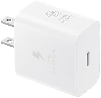 Samsung 25 W Energy-Efficient Wall Charger – Super Fast Charging Adapter for Galaxy & USB Type C Devices, Compact Design for Ultimate Portability, Reliable Power Boost for Home & Travel, Sleek White Finish