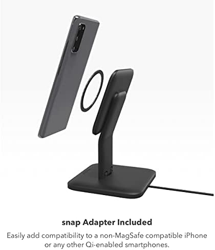 Mophie 15 W Fast Wireless Charging Stand – Premium Mag Safe & Qi-Compatible Charger for i Phone, Google Pixel, Samsung Galaxy – Sleek Ergonomic Design for Effortless Hands-Free Use & Enhanced Charging Efficiency