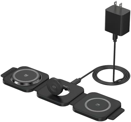 Ultimate 3 in 1 Magnetic Wireless Charging Station for Apple Devices – Foldable Travel Charger for i Phone 16, 15, 14, 13, 12 Pro Max, Apple Watch & Air Pods (Sleek White) – Fast, Portable & Durable Power Solution for Tech Enthusiasts