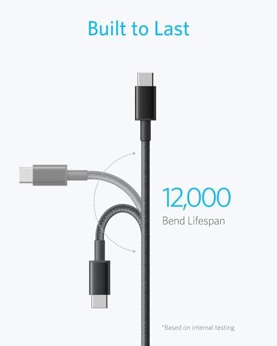 Anker 6 FT USB C to USB C Charging Cable Pack – 60 W Fast Charge for i Phone 16 Series & i Pad Mini 6 – Durable Nylon Braided Design, Enhanced Compatibility & Flexibility for All USB-C Devices (5 Pack)