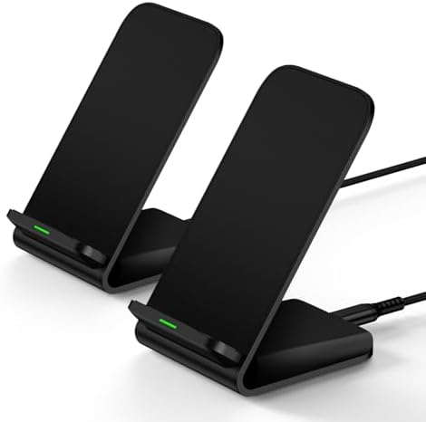 Dual 15 W Fast Wireless Charger Stand for Samsung Galaxy S25/S24 & i Phone 15 – 2-Pack Cordless Charging Dock with Enhanced Compatibility for Android Devices – Sleek Design for Home and Office Use