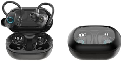Elevate Your Audio Journey with Cutting-Edge Bluetooth 5.3 Waterproof Earbuds – 60-Hour Playtime, Ergonomic Design for Active Lifestyles, Advanced Noise Cancellation, and Smart Battery Display – Ideal for Fitness Enthusiasts and Daily Travelers – Rapid USB-C Charging for Seamless Connectivity and Superior Performance