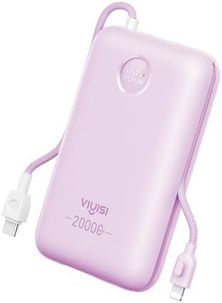 High-Capacity 20000 m Ah Portable Charger with Built-in Cables – 30 W Fast Charging Power Bank Featuring LED Display for i Phone, Samsung, i Pad & Android Devices – Ideal Travel Companion for On-the-Go Charging Solutions