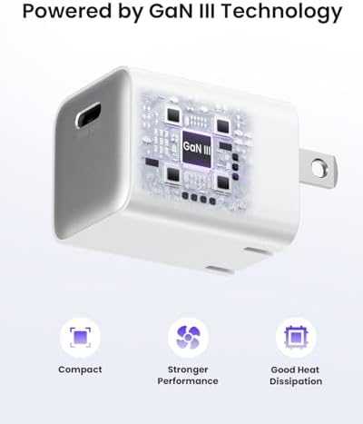 Ultra-Fast 30 W Ga N III USB-C Wall Charger Pack – Advanced PD3.0 & PPS Technology for i Phone 16/15, Galaxy, i Pad – Foldable & Portable Power Block Compatible with Mag Safe – Perfect for Home, Office, and Travel Use