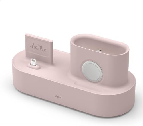 elago 3 in 1 Charging Station for Apple Devices – All-in-One Dock for i Phone, Apple Watch Series 10/9/8/7/6/5/4/3/2/1/SE, and Air Pods Pro/3/2/1 – Sleek, Space-Saving Design with Enhanced Speed and Compatibility (Original Cables Required) – Perfect for Home or Office Use