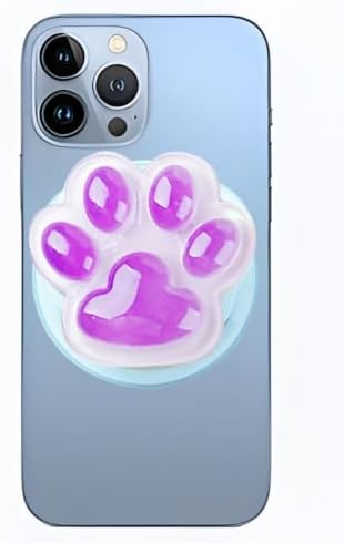 Cute Luminous Pink Cat Paw Magnetic Phone Grip Compatible with MagSafe,Kawaii 3D Shinny Phone Holder Stand for Kindle & iPhone – Adatper Iron Piece Included – Enhanced Compatibility and Speed