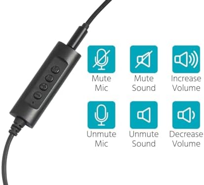 Monoprice WFH 3.5 mm + USB Wired On-Ear Headset for Remote Work & Online Learning – Lightweight Design, In-Line USB Controller for Volume & Mute – Ideal for Virtual Meetings with Enhanced Audio Clarity – Sleek Black Finish, Comfortable All-Day Wear