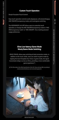 Moondrop Space Travel TWS Earphones – Ultimate Bluetooth 5.3 Noise Cancelling IEMs for Exceptional Sound Quality and Comfort, Perfect for Music, Gaming, and Calls on the Go