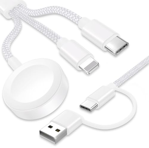 Revolutionize Your Charging Routine with the 4 FT 3-in-2 USB C Cable – Ultimate Fast Charging Solution for Apple Watch, i Phone 16/15/14/13/12/11, i Pad & Air Pods – Superior Durability and Travel-Friendly Design for Tech Lovers on the Move – Streamline Your Device Management with This Multi-Compatible Charger!