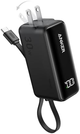 ANKER 3-in-1 Portable Power Bank with USB-C Charger Block – 5,000 m Ah Fast Charging Battery Pack with Built-in Cable and Foldable AC Plug for i Phone 15, Galaxy, Mac Book – Ultra-Compact Design for Ultimate Convenience and Speed