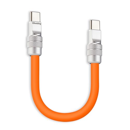 chubbycable Cute Chubby – 240W Short USB-C Cable Power Bank Fast Charging Cable Silicone Charger Cord Compatible with iPhone 16/15 Series, Desert Titanium+Desert Titanium, Type-C to Type-C, 20 inch – Enhanced Compatibility and Speed