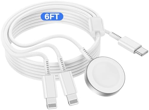 Revolutionary 2-in-1 USB C Charger for i Phone and Apple Watch – 6 ft Magnetic Fast Charge Cable with 20 W Power Adapter – Stylish Blue Design for Optimal Portability and Efficiency