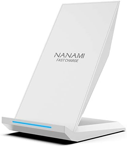 NANAMI 15 W Qi Certified Fast Wireless Charger Stand – Ergonomically Designed for i Phone 16/15/15 Pro/Plus/Max & Samsung Galaxy S25/S24/S23/S22/S21 – Ultra-Fast Charging with Advanced Safety Features for All Qi-Compatible Devices – Sleek, Space-Saving Solution for Effortless Charging at Home or Office