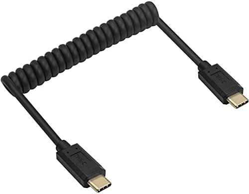 Qaoquda Premium Coiled USB 3.1 Type C Cable – 4 FT Stretchable USB-C Male to Female Spring Cable for 10 Gbps Fast Data Transfer and 3 A Rapid Charging – Ideal for Laptops, Smartphones, and Tablets – Tangle-Free Design for Enhanced Durability and Ergonomic Workspace Management