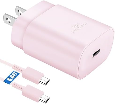 10 Ft USB C Charging Cable with 25 W Fast Charge Block – Optimal Compatibility for Samsung Galaxy S25/S24/S23 Series and Note 20/10 – Durable, Long-Lasting Performance for Home, Office, or Travel Use – Effortless Power for Your Android Devices