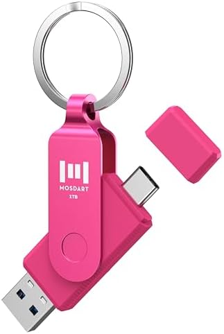 MOSDART 256 GB USB 3.1 Dual Flash Drive – Lightning-Fast Data Transfer for i Phone 15/16, Android, i Pad & Mac Book – Versatile USB-C & A Compatibility – Portable Keychain Design with LED Status Indicator