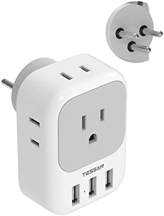 TESSAN Universal European Travel Power Adapter – 3 High-Speed USB Ports (2 USB-C) & 4 AC Outlets for Seamless Device Charging Across France, Germany, Spain, Greece & More – Compact Multi-Port Solution for Global Travelers – Ultimate Type E/F Plug Converter for Efficient Connectivity