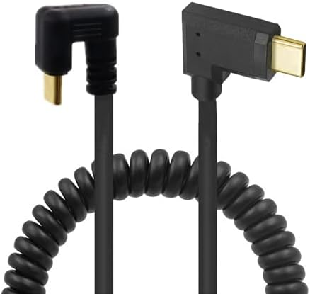Qaoquda 180-Degree USB C Coiled U Shaped Cable – 4 FT/1.2 M Spring Spiral Connector for Superior Data Transfer and Fast Charging, 10 Gbps USB 3.1 Type C Male to Male, Ideal for Tight Spaces and Enhanced Device Compatibility