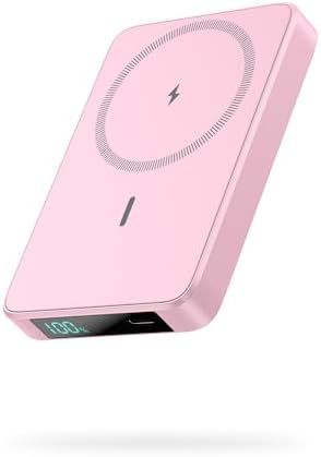 Ultra-Slim Magnetic Portable Charger 10800 m Ah Power Bank with LCD Display – Fast 20 W PD USB-C Input/Output, Wireless Charging for Mag Safe-Compatible i Phones Including 16/15/14/13 Series – Lightweight Travel Essential for On-the-Go Power