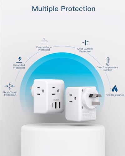 Ultimate European Travel Plug Adapter Set – Dual Pack Universal Power Converter with 3 AC Outlets and 3 USB Charging Ports (including USB-C) for Efficient Power Solutions in Italy, Spain, France, Germany, and Iceland – Essential Accessory for Global Travelers Seeking Versatile Compatibility and Rapid Charging Efficiency