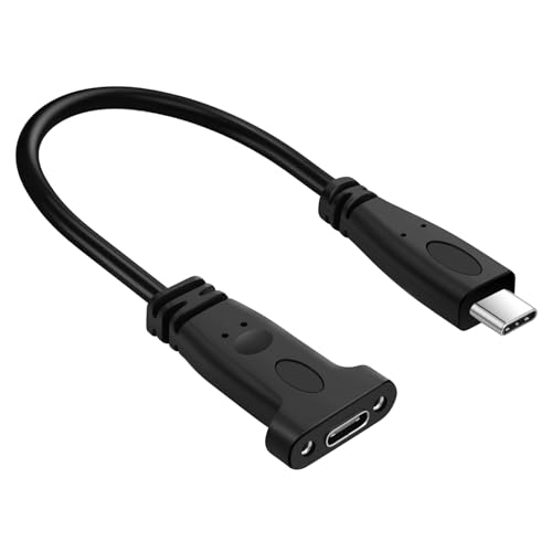 USB Type C 3.1 Panel Mount Adapter Cable 0.6FT, USB C Gen 2 Male to Female 10Gbps Data Cable with Mount Screw for MacBook Tablet, Mobile Phone, Hard Disk Drive – Enhanced Compatibility and Speed