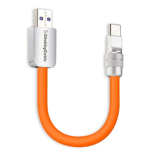 chubbycable Cute Chubby – 240W Short USB-C Cable Power Bank Fast Charging Cable Silicone Charger Cord Compatible with iPhone 16/15 Series, Desert Titanium+Desert Titanium, Type-C to Type-C, 20 inch – Enhanced Compatibility and Speed