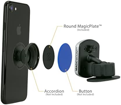 Scosche MRK2 PK-UB Universal Magnetic Phone Mount Metal Plate Kit – Essential Replacement for Secure Smartphone Holding in Vehicles – Enhanced Compatibility with All Devices & Cases – Pack of 2 Durable, Sleek Black Plates for Effortless Installation and Reliable Hands-Free Navigation