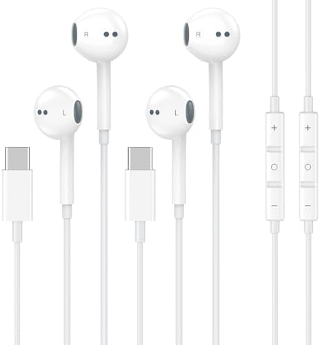 High-Fidelity Wired Earbuds for i Phone – 2-Pack with Advanced Noise Cancellation & Built-In Microphone – Perfectly Compatible with i Phone 14, 13, 12, 11 Pro Max, XS, XR, X, 8, 7 – Ergonomically Crafted for All-Day Comfort & Superior Audio Clarity – Ideal for Music Lovers and Gamers Seeking Exceptional Sound Quality