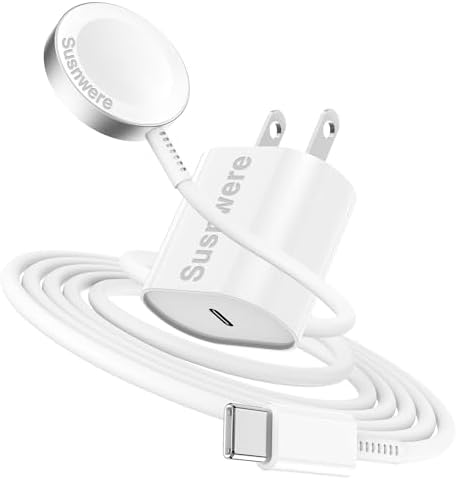 Premium 5 W Fast Charging USB C Cable for Apple Watch – 6 ft Magnetic Charger, MFi Certified, Compatible with Series SE2/8/7 & All Sizes 38 mm to 45 mm – Reliable & Efficient Power Solution for On-the-Go Users