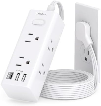 5 Ft Versatile Power Strip with 6 AC Outlets & 3 USB Ports, including USB-C – Compact Flat Plug Extension Cord for Efficient Charging in Dorm Rooms, Travel, and Home Offices – Surge Protector for Enhanced Device Safety and Connectivity