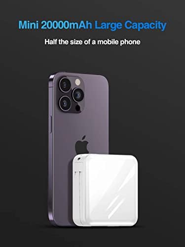 High-Capacity 20000 m Ah Fast Charging Power Bank with Built-in USB-C and i OS Cables – LED Display for Effortless Device Monitoring, Ideal for i Phone 14/13/12/11 & Samsung Galaxy, Lightweight Portable Charger for On-the-Go Power Solution